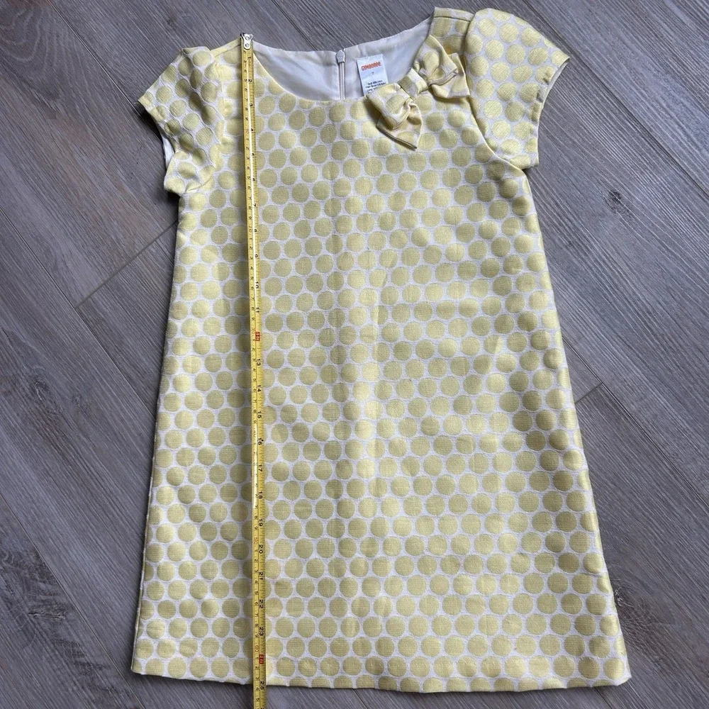 GYMBOREE 2015 Dress Size 7 Yellow Polka Dot Cap Sleeve Special‎ Occassion